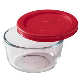 Pyrex Pyrex® Simply Store® 1-cup Glass Food Storage Container with Red Lid